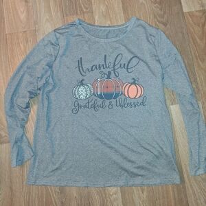 Gray Long Sleeve Thankful Shirt